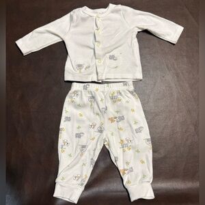 Sterling Baby 3 piece White and Gray Kids Pajama Set with matching Hats
